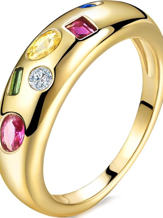 Jewelry - Chunky Gold Plated Rings for Women - Trendy Cubic Zirconia 14k Gold Filled Stack